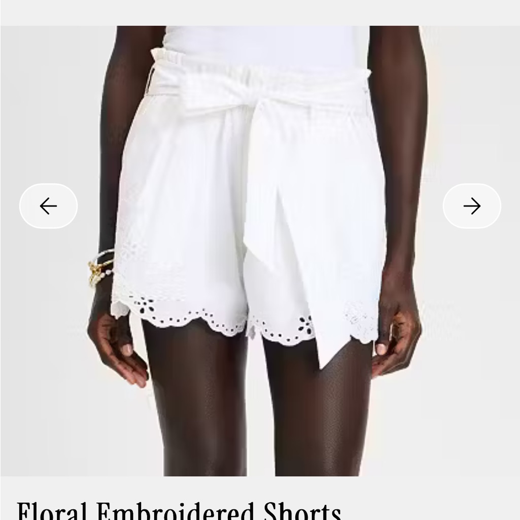 Floral Embroidered Cotton Shorts